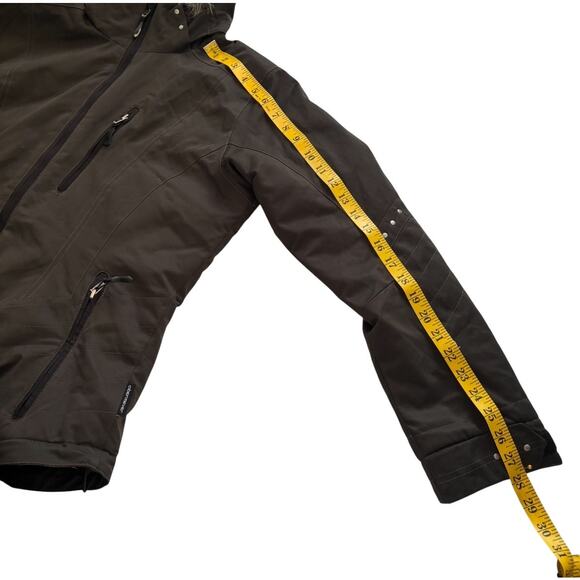 OBERMEYER SKIING JACKET HOODED WATER RESISTANT SNOWBOARDING BROWN WOMEN SIZE 10 - Picture 14 of 15